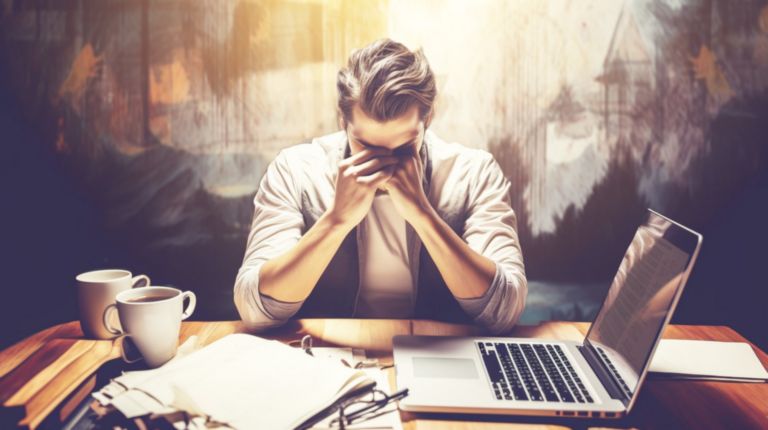 A man in home office without soundproof door