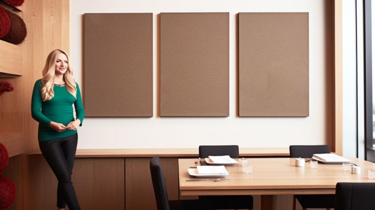 woman in home office with soundproof door